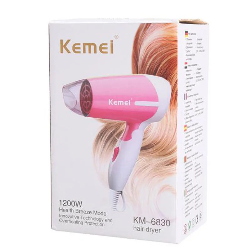 

kemei electric hair dryer KM6830 mini hair dryer for student foldable handle 1200W power cold hot air Negative ion hair care