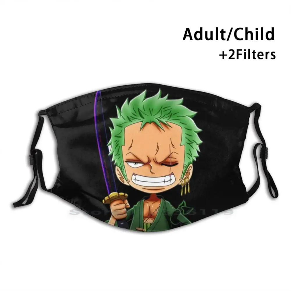 

Цельные футболки с принтом Зоро многоразовые фильтры Pm2.5 «сделай сам» маска для рта детская цельный