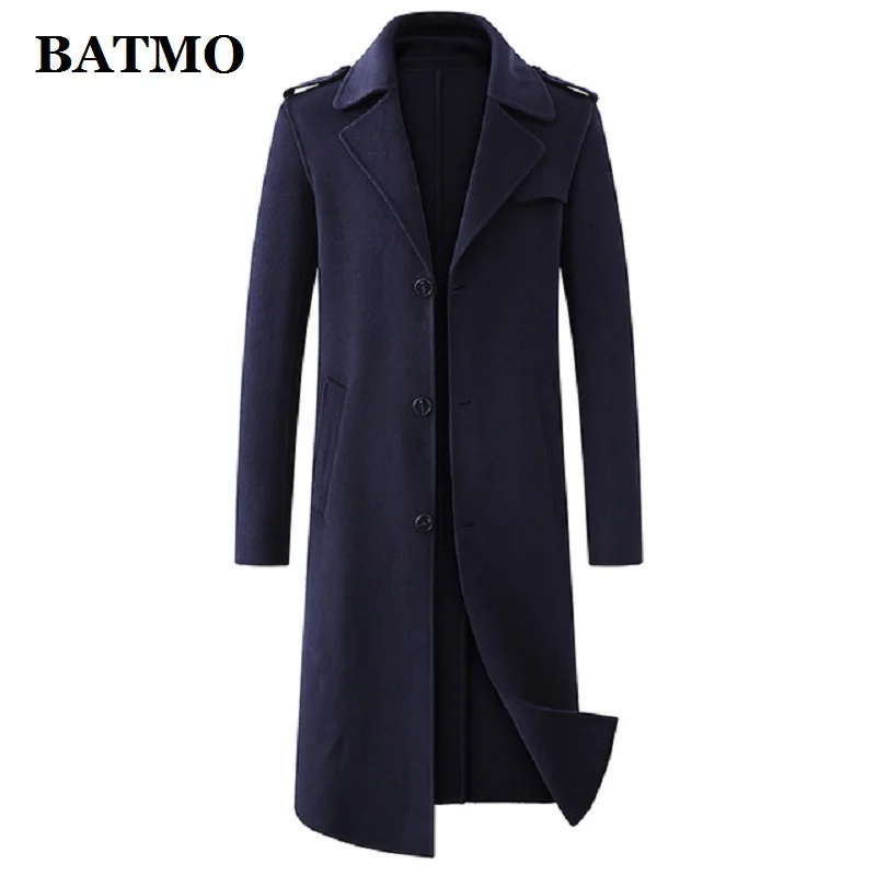 

BATMO 2020 new arrival autumn 80% wool X-long trench coat men,men's wool long coat,plus-size 88911