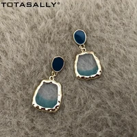 totasally hot womens anti allergy earrings trendy gradient blue resin stud earrings accessories jewelry gifts dropship