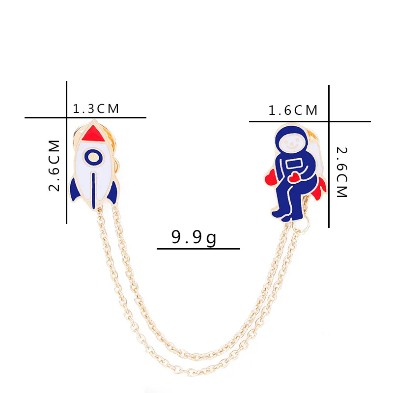 

10Pcs/Lot Cartoon Bear Astronaut Wolf Brooches Alloy Pins Chain Label Badges For Women's Men's Children Jewelry Christmas Gifts