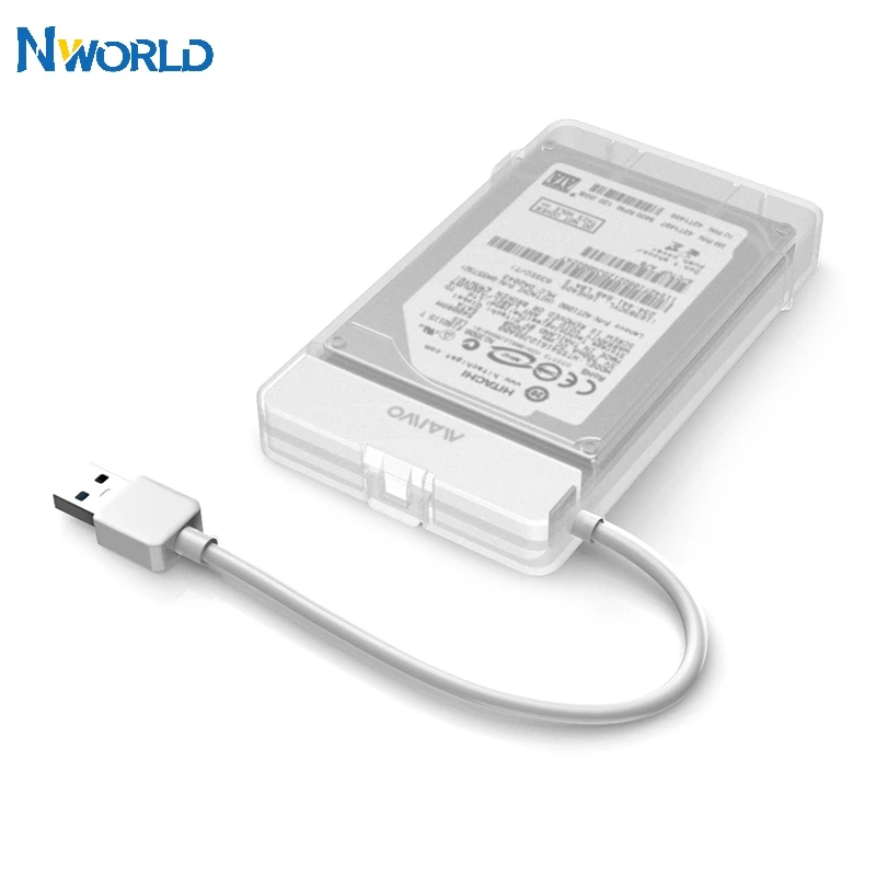 Nworld белый чехол для жесткого диска 2 5 дюйма USB 3 0 на SATA корпус коробка HDD HD