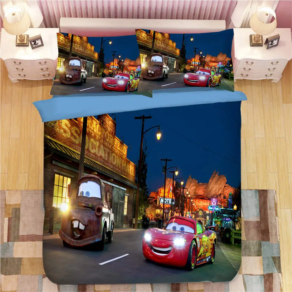 Disney Bedding 1 3D Постельные принадлежности двойной размер одеяло пододеяльники набор Дисней Mc queen принт автомобиля постельное белье королева покрывала дети детская спальня 3 шт. Лидер продаж - Цвет: Disney Bedding 1