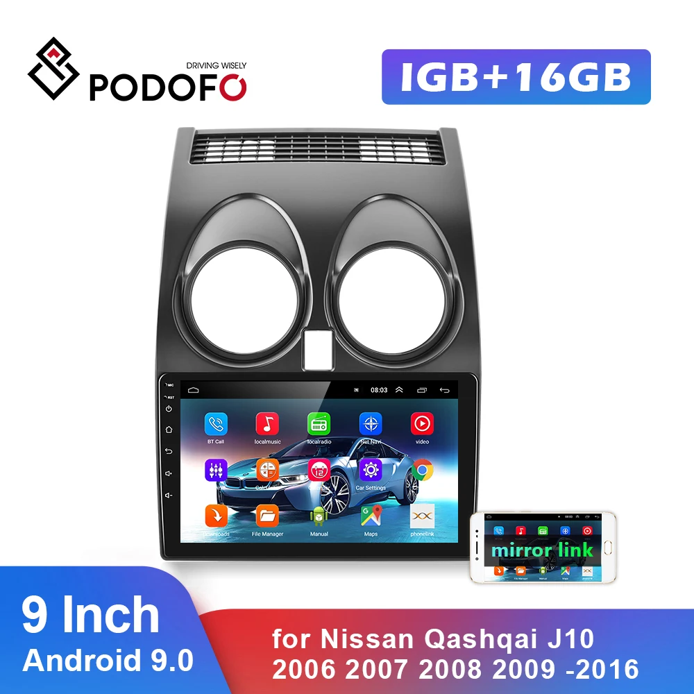 

Podofo 2din Car Radio Android Auto Multimedia Player For Nissan Qashqai J10 2006 2007 2008-2016 Carplay AI Voice 4G+WiFi DSP RDS