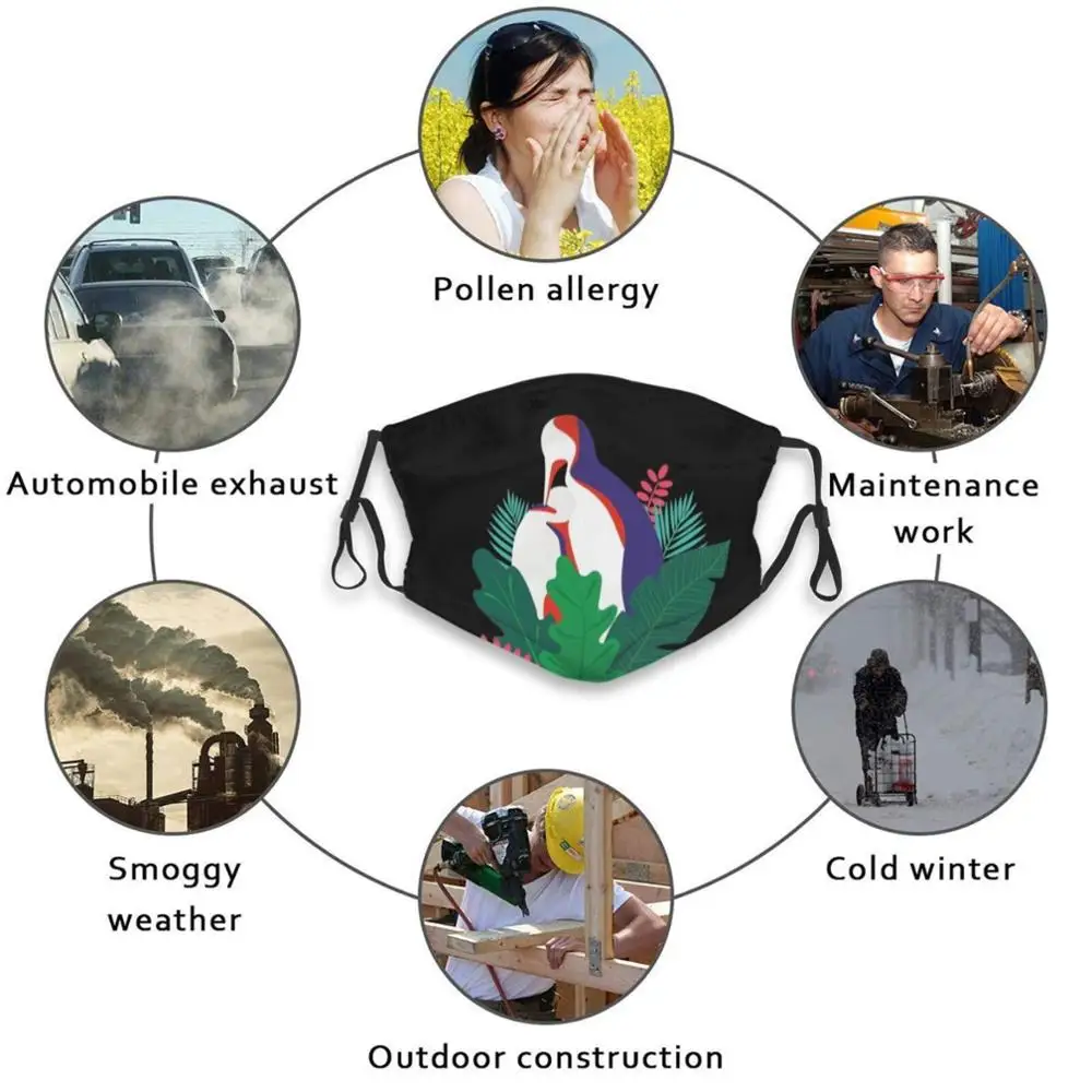 

A Mother Penguin And Her Chick - Dark Version Print Reusable Mask Pm2.5 Filter Face Mask Kids
