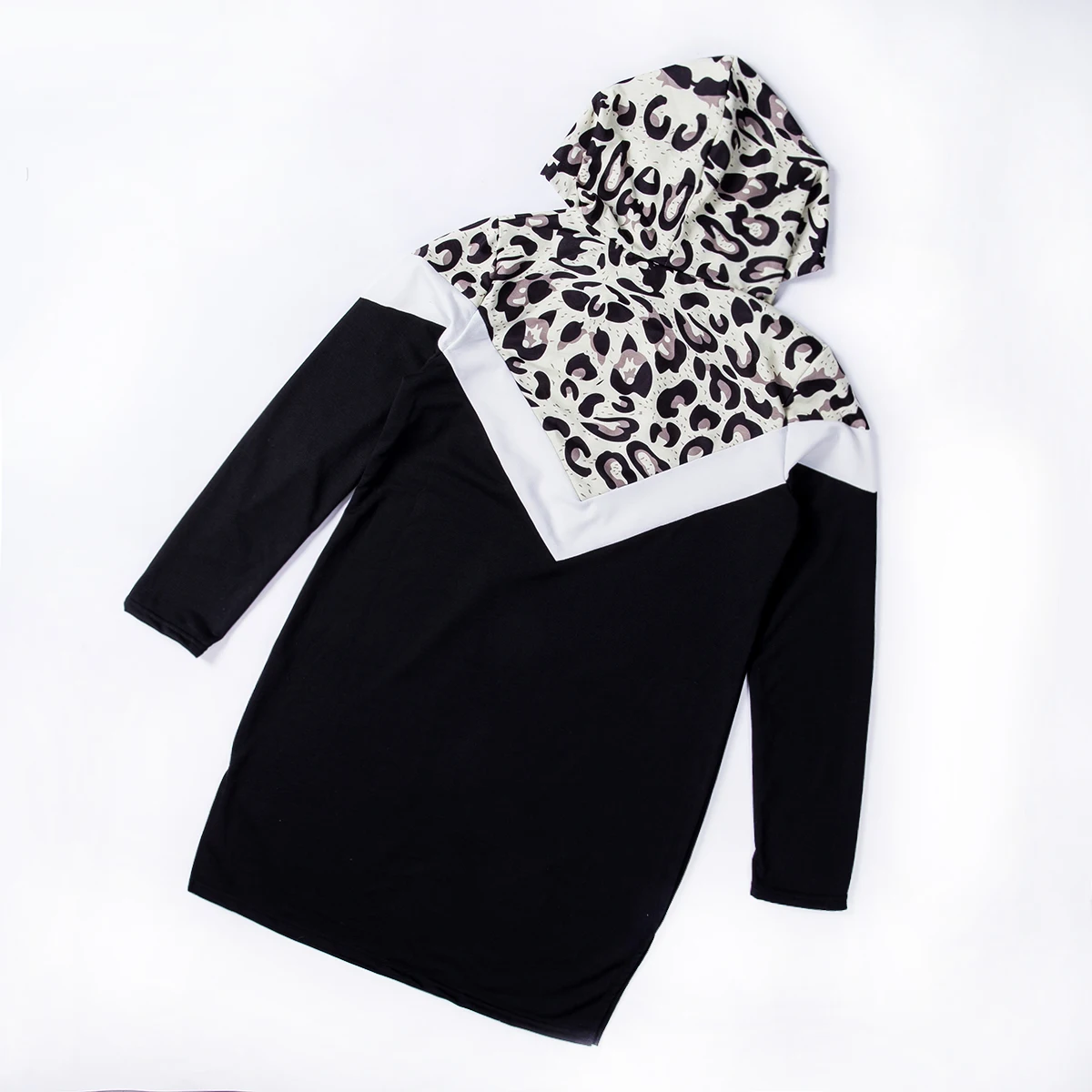

2020 Autumn Long Sweatshirts Women Hoodies Leopard Dress Hooded Long Sleeve Hoody Pullover female Outwear hoodie tops Vestidos