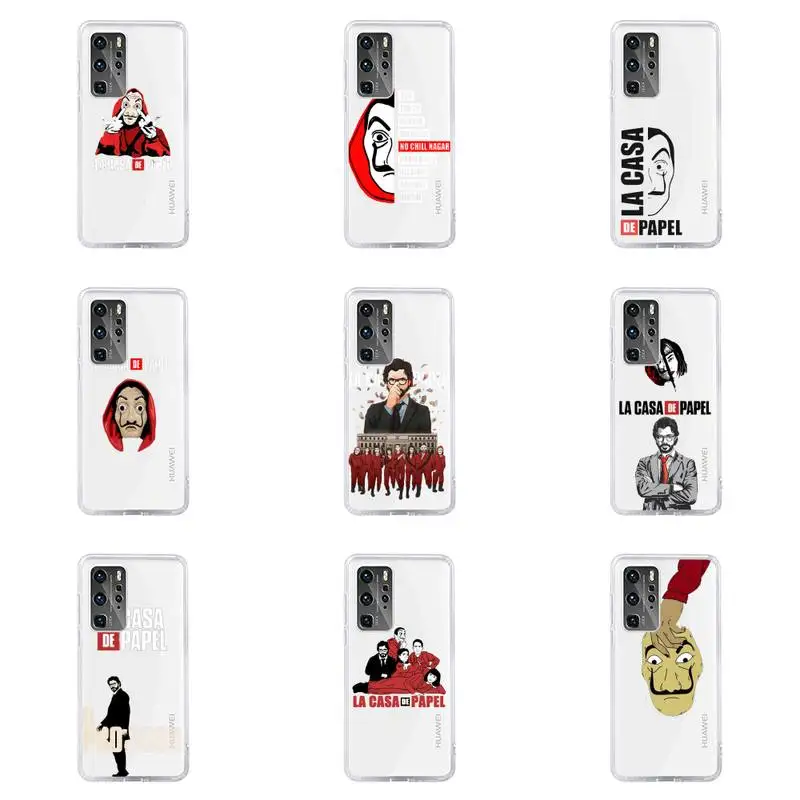 

Money Heist Phone Case For Huawei P40 P30 P20 Mate Honor 10i 30 20 i 10 40 8x 9x Pro Lite Transparent Cover