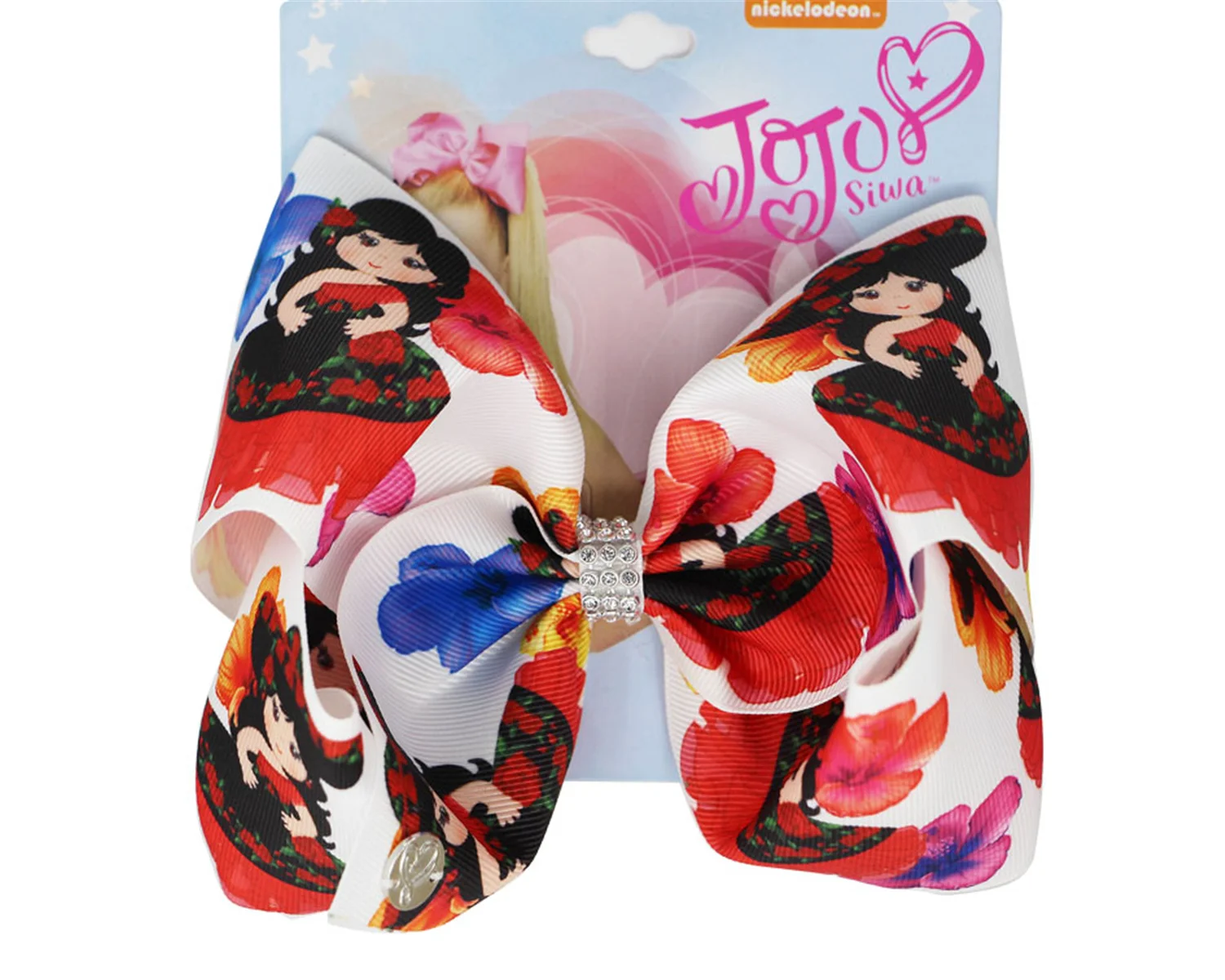 2021 NEW Cartoon girl print ribbon bowknot 7inch hair Bow Hair Clip Handmade FOR KIDS GIRLS Hair Clips Hair Accessories 12pcs/