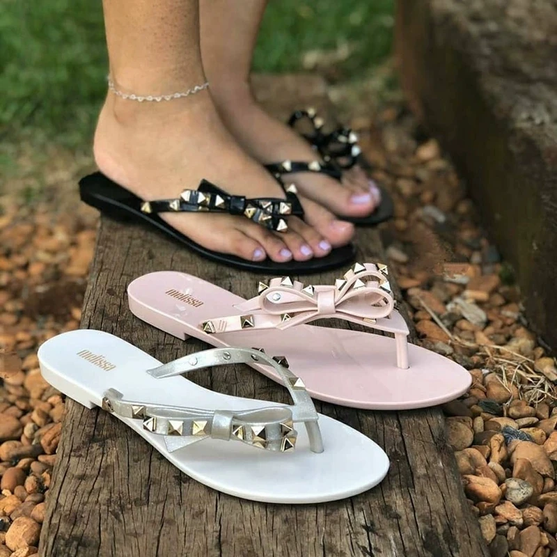 Melissa/Вьетнамки с заклепками Женская обувь Сезон лето Коллекция 2020 года Модные