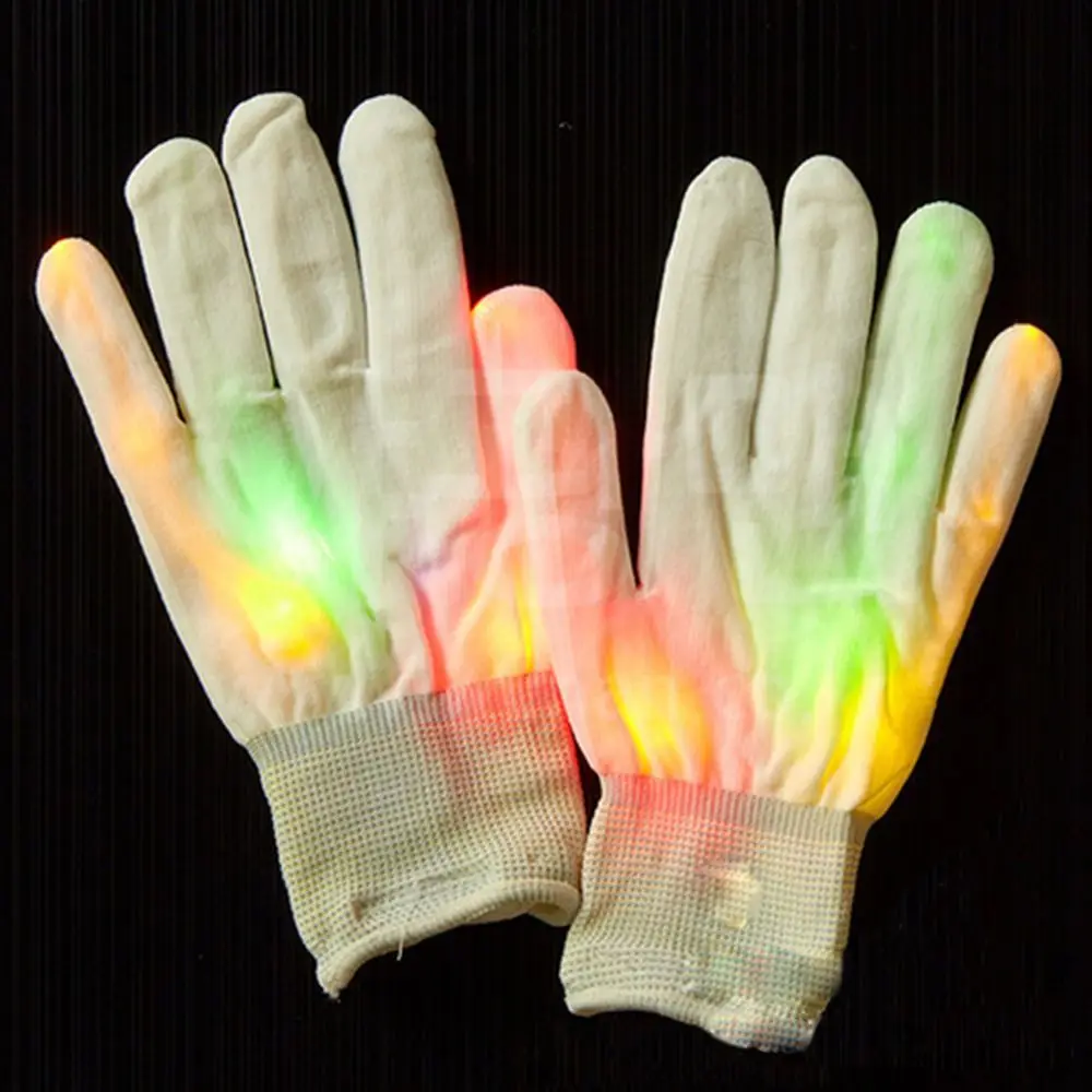 Светящиеся перчатки с мигающим черепом яркие теплые неоновые со светодиодной