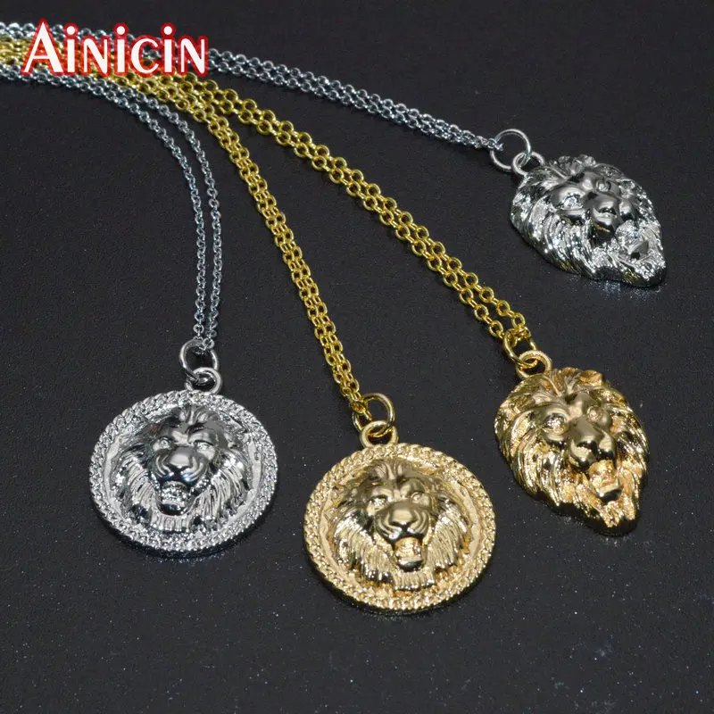 Ожерелье унисекс металлическая подвеска в виде головы льва 45 см 10 шт./лот |