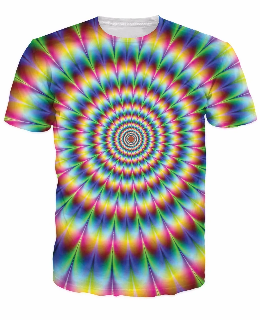 

2021 New Arrive 3d Fashion Clothing Women Men Tees Into The Rainbow T-Shirt Psychedelic Colorful T Shirt Summer Style Camisetas
