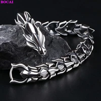 bocai s925 sterling silver bracelet men thai silver vintage skeleton keel chain pure argentum charm bangle jewelry