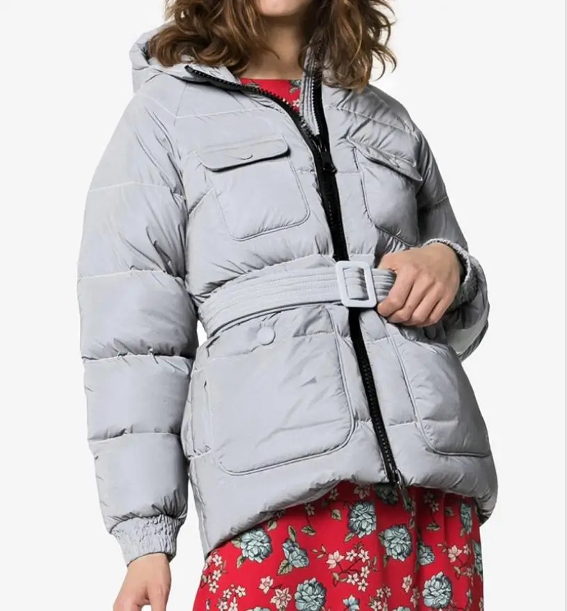 

Зимнее блестящее теплое пальто с капюшоном и гусиным пухом, женская тонкая пуховая теплая куртка на талии, толстые теплые парки с поясом F792