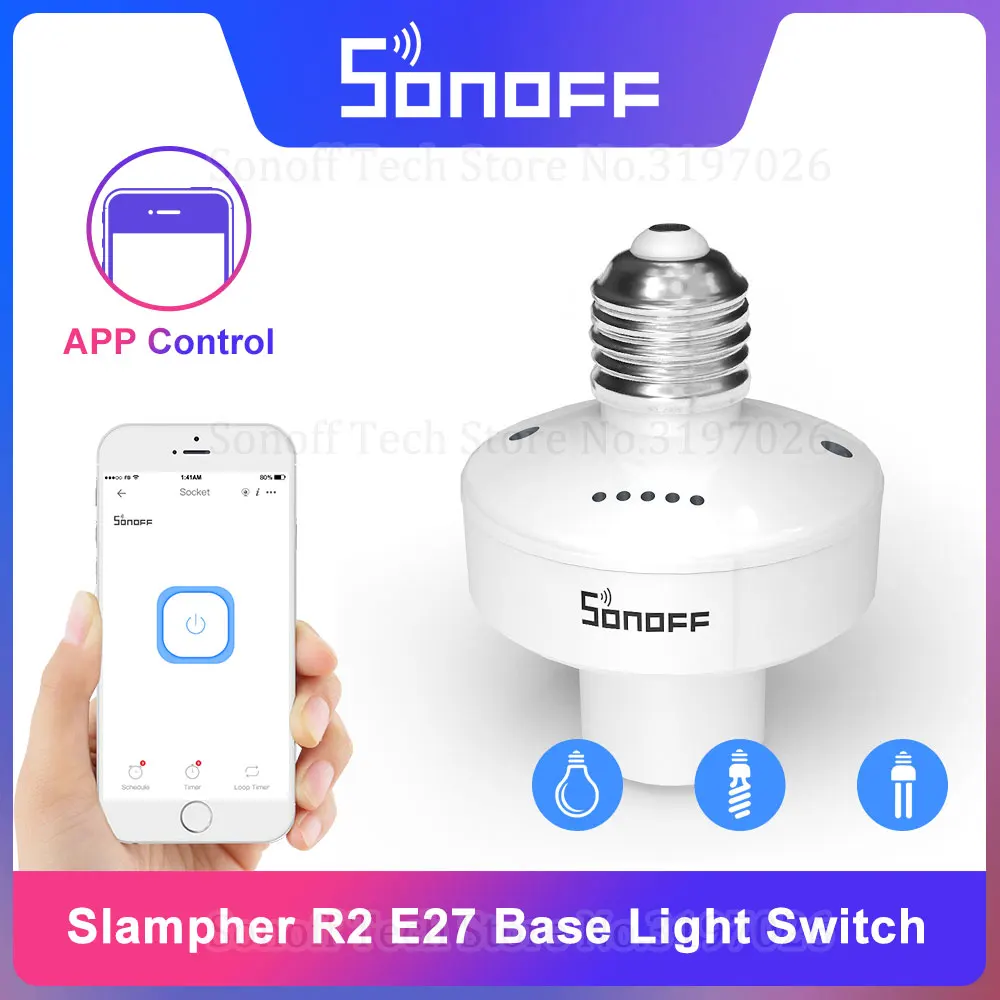Умный пульт дистанционного управления SONOFF Slampher R2 E27 433 МГц RF с поддержкой Wi