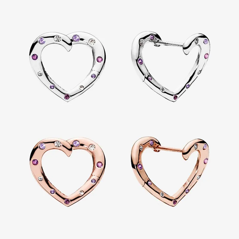 

Authentic S925 Sterling Silver Heart-shaped Cz Earrings Women's Fashion Silver Earrings Jewelry Gifts