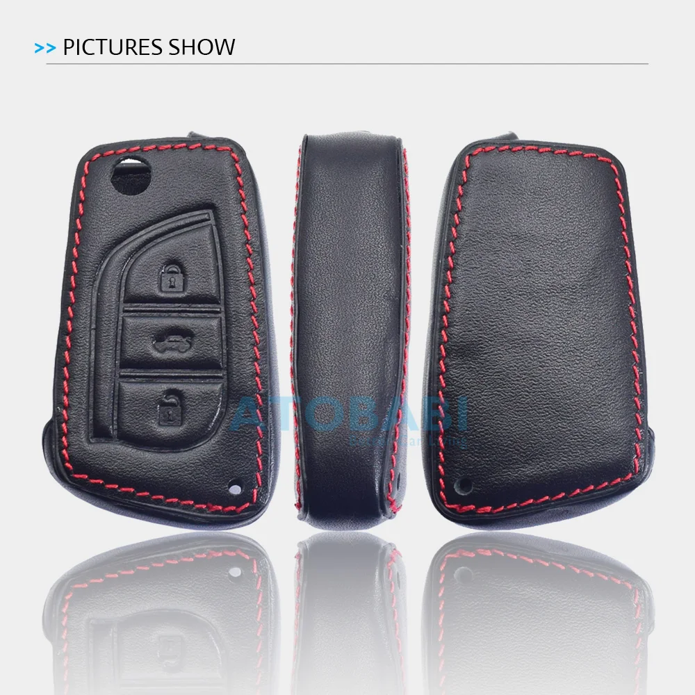 Чехол для автомобильного ключа из натуральной кожи Toyota Hilux Vigo 3 кнопки складной