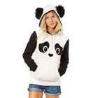 40 # толстовки женские Осень-Зима Милый принт панда контрастный карман с капюшоном флисовый теплый топ Повседневный Толстый Пуловер толстовки