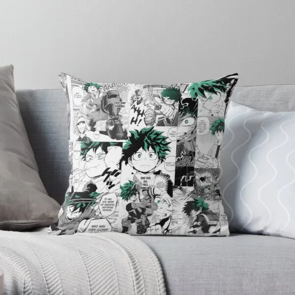 

My Hero Academia Deku Manga Collage Printing Throw Pillow Cover Fashion Case Sofa Decorative Throw Home Pillows not include