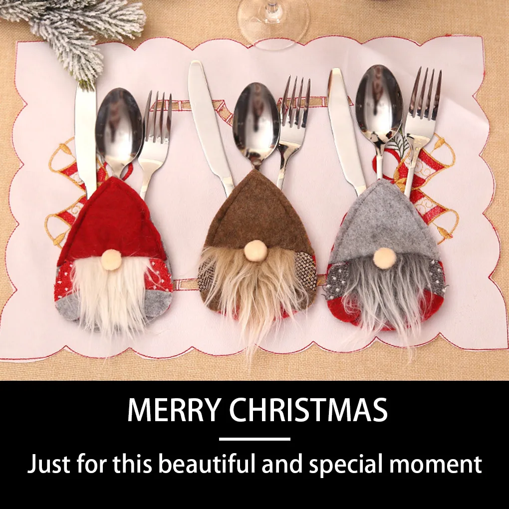 

6pcs Christmas Cutlery Cover Set Fork Holder Ornament Tableware Pocket Xmas Table Decoration Kitchen Accessories