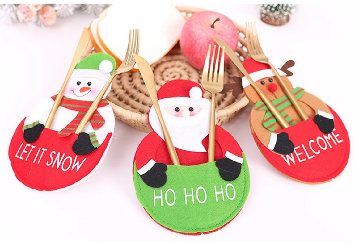 

2021 new Christmas knife and fork set Christmas table decoration Santa Claus Snowman elk tableware