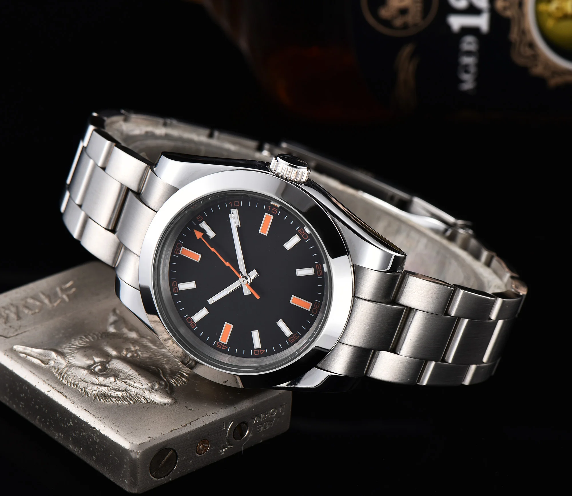 Мужские автоматические механические часы светящиеся водонепроницаемые из