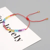 simple childrens rainbow beaded bracelet beach woven glass rice beads handmade jewelry beadwork jewelry summer beach