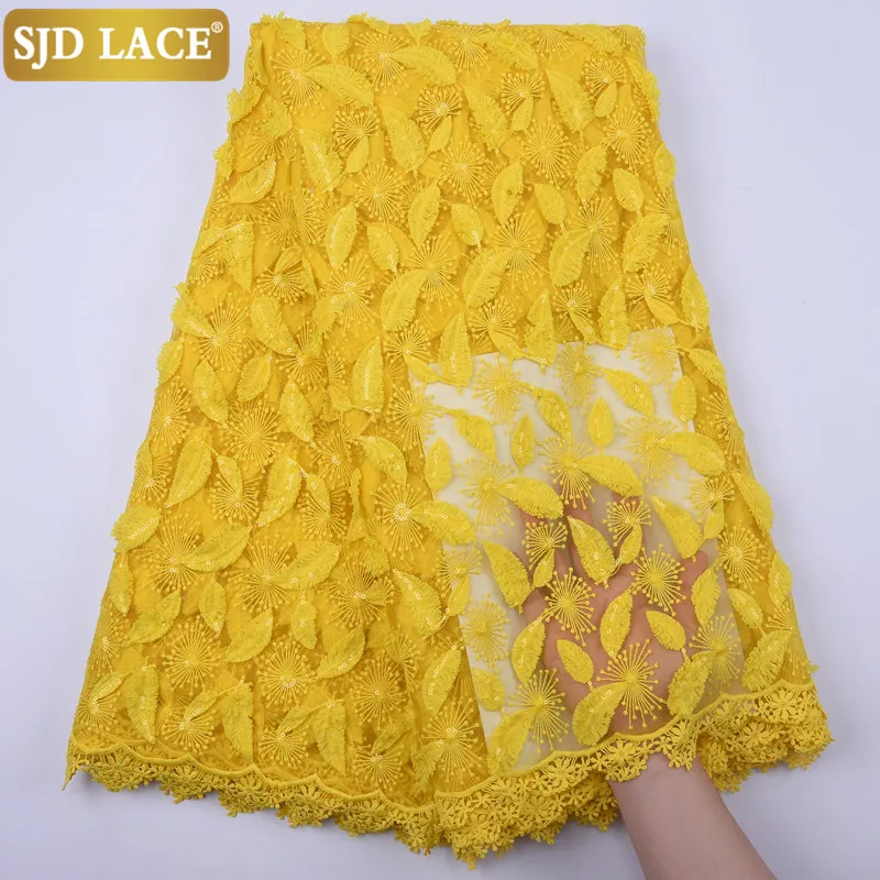 SJD кружево 2020 африканская Сетка кружевная ткань Высокое качество Блестки 3D