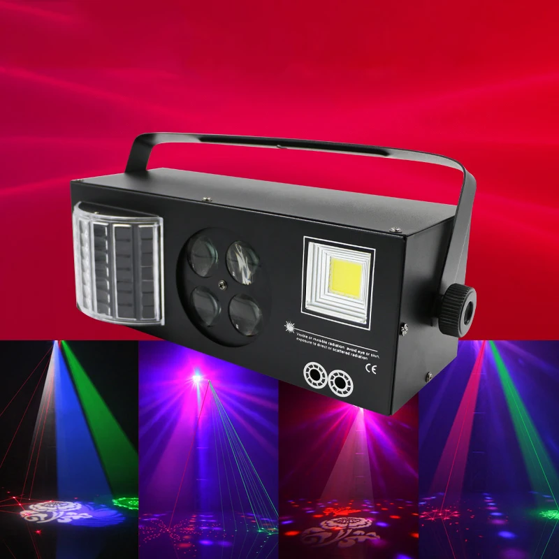 Cool 4in1 Pattern Flash Strobe Laser Effects Projector Disco DJ Club Bar KTV Family Party Lights Professional LED Stage Lighting