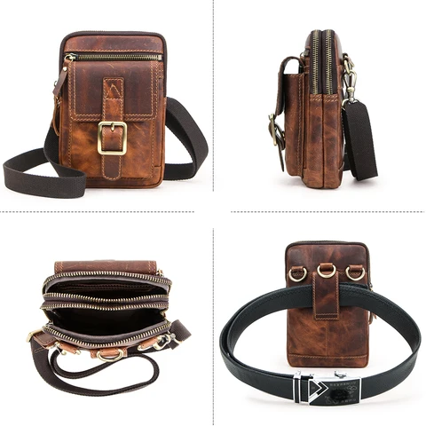 CONTACT'S FAMILY Crazy horse кожаный мужской чехол для телефона чехол для iphone 16 15 14 Pro поясная сумка мужская сумка через плечо