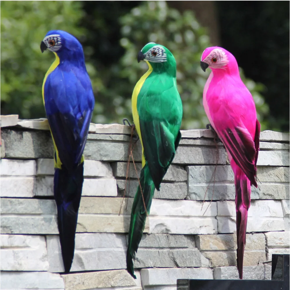 

Artificial Parrot Feather Birds Gardening Props Crafts Ornament Bird Adornment Parrot Model (Rosy)