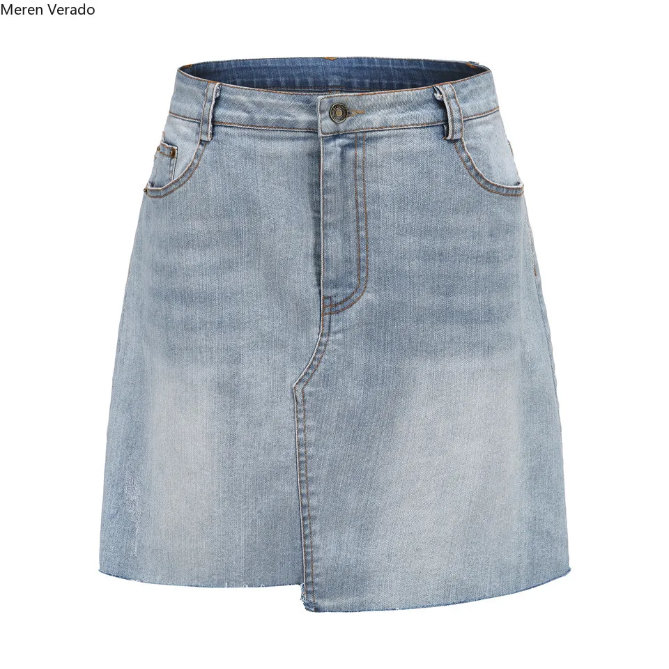 Женская джинсовая мини-юбка с высокой талией Meren Verado повседневная короткая юбка