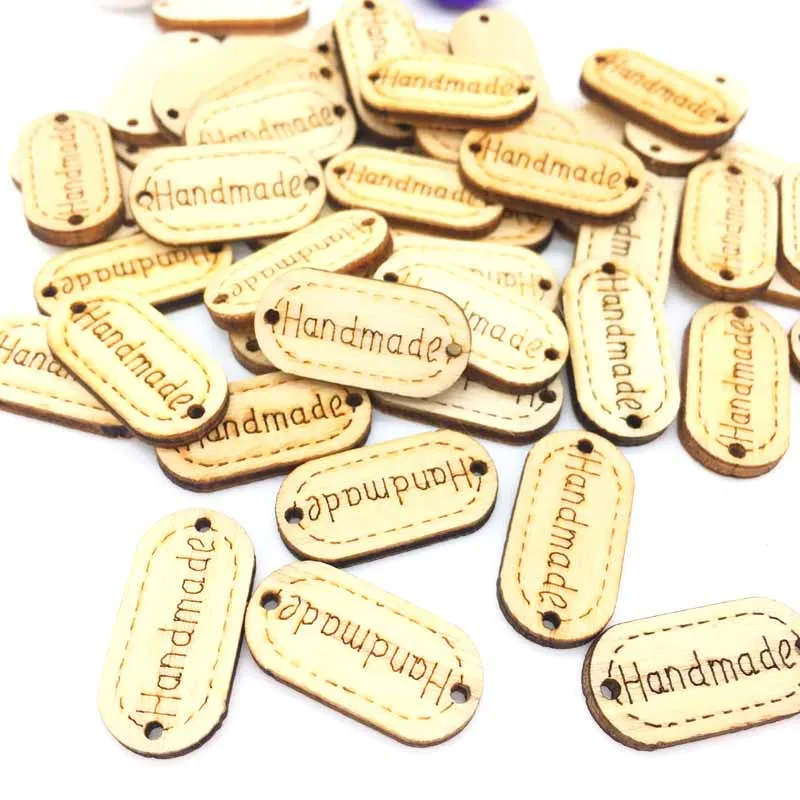 Бирки из натурального дерева с 2 отверстиями 100 шт. деревянные пуговицы сделай сам