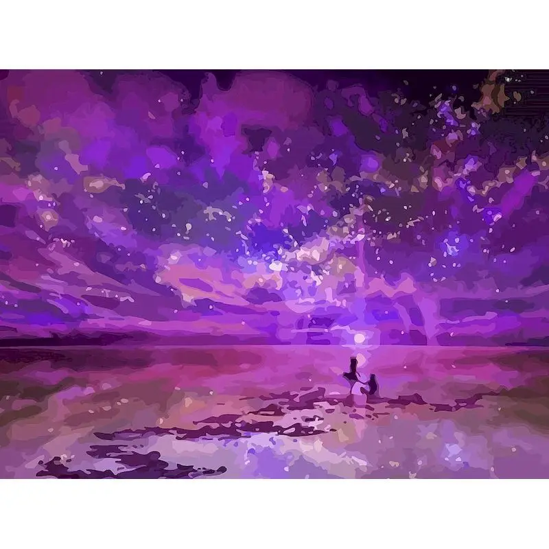 

Gatyztory Colorful Sky Frame Diy Painting By Numbers Landscape Canvas Colouring Handpainted Gift Kits Wall Decor