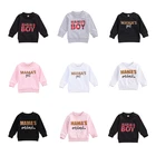 Свитшот для новорожденных мальчиков и девочек, модная футболка в стиле хип-хоп с длинными рукавами и круглым вырезом, новинка 2020, Осенний свитшот с принтом для мамы и мальчика