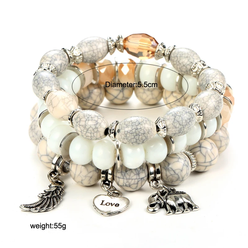 3 шт./компл. богемные эластичные браслеты для женщин Кристаллы ручной работы