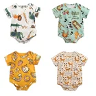 От 0 до 3 лет, милая летняя одежда для маленьких мальчиков и девочек Комбинезон с рисунком мультяшного животного; Принт комбинезон летний детский комбинезон с короткими рукавами, бренд Bebe