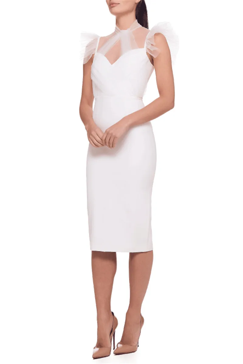 

Rayon Bandage Dress Night Party Dress Strap Black White Knee Length Skinny Women's Dress