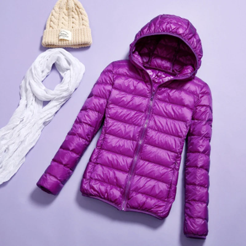2019 осенне зимние женские куртки с капюшоном легкие ультратонкие Модные тонкие