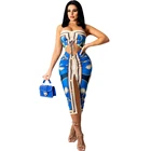 Комплект из двух предметов, африканская одежда, новинка, модный Африканский костюм Дашики с цветочным принтом, суперэластичный наряд для вечеринок для женщин