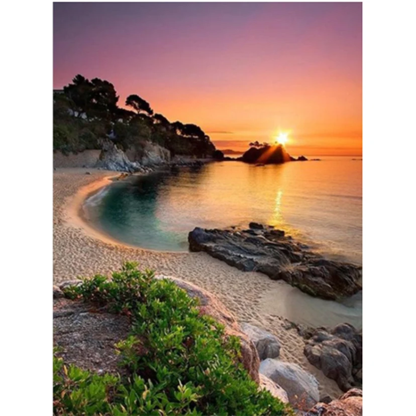 5D алмазная живопись сделай сам закат пляж вышивка крестиком пейзаж морская