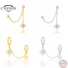 Женские серьги-гвоздики с двойным пирсингом CANNER, серьги из стерлингового серебра 925 пробы с фианитом, ювелирные украшения для пирсинга, 1 шт.