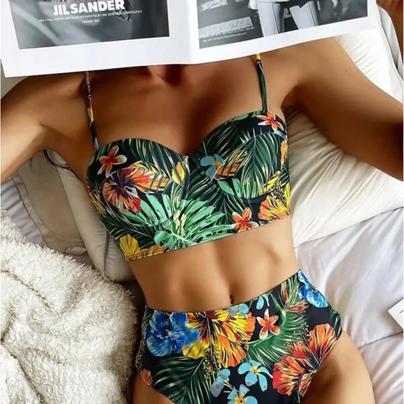 

Print Bikini Brazilian Bikini Set Sexy Swimsuit High Waist Women Swimwear Push Up Beachwear Beach Triangle Bathing Suit Biquini