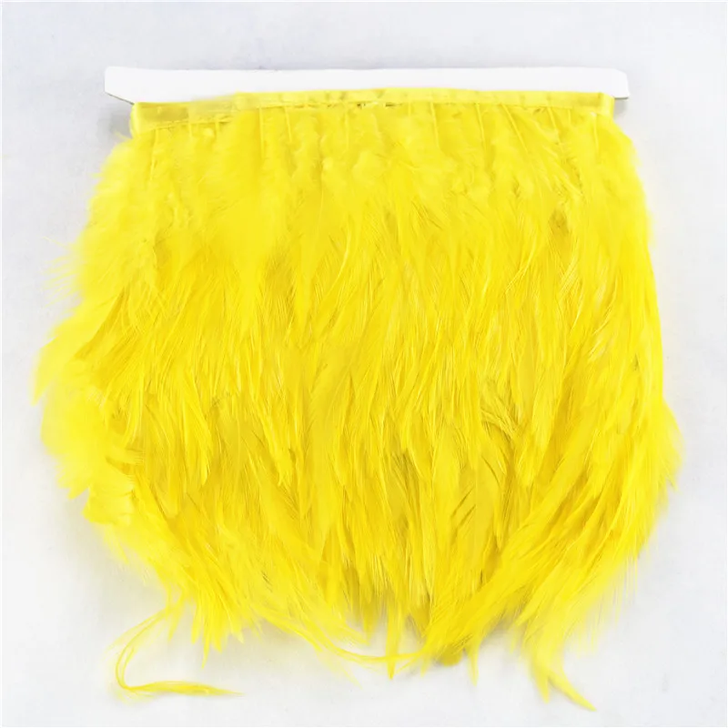 Yellow ArmyGreen 5 м 10 м седло бахрома из перьев петуха trim10-15CM Бургундия перья фазана для поделок обрезки ленты DIY Шлейфы - Цвет: Yellow