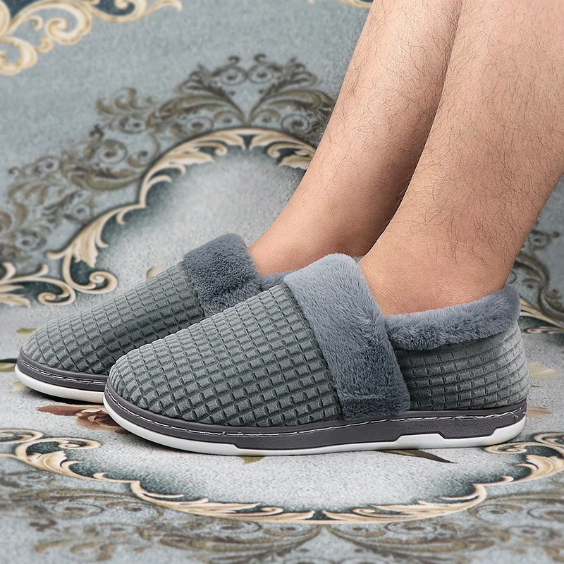 

Home Slippers for Men Warm Winter Short Plush Furry Slippers Non-slip Room Slippers Super Soft Unisex House Shoes