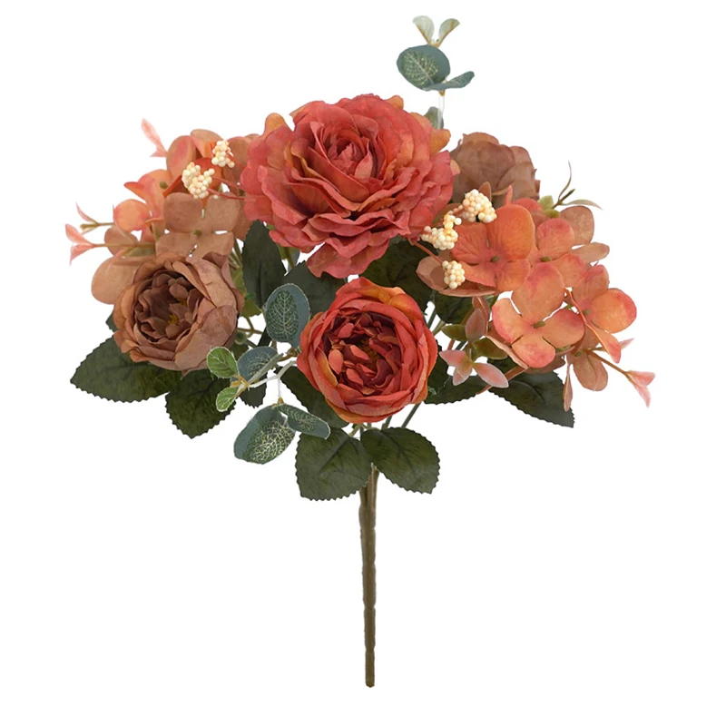 

29cm Silk Bouquet Peony Artificial Flowers DIY Bride Wedding Home Decoration Fake Flowers Faux Christmas Bouquet Flowers