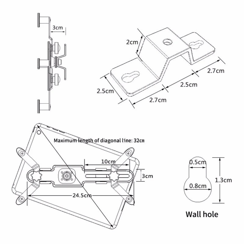 

For Ipad Wall Mount Tablet Holder Universal 7.9-12 inch Support Tablet Stand For Ipad Samsung Xiaomi 360 Rotation Tablet Bracket