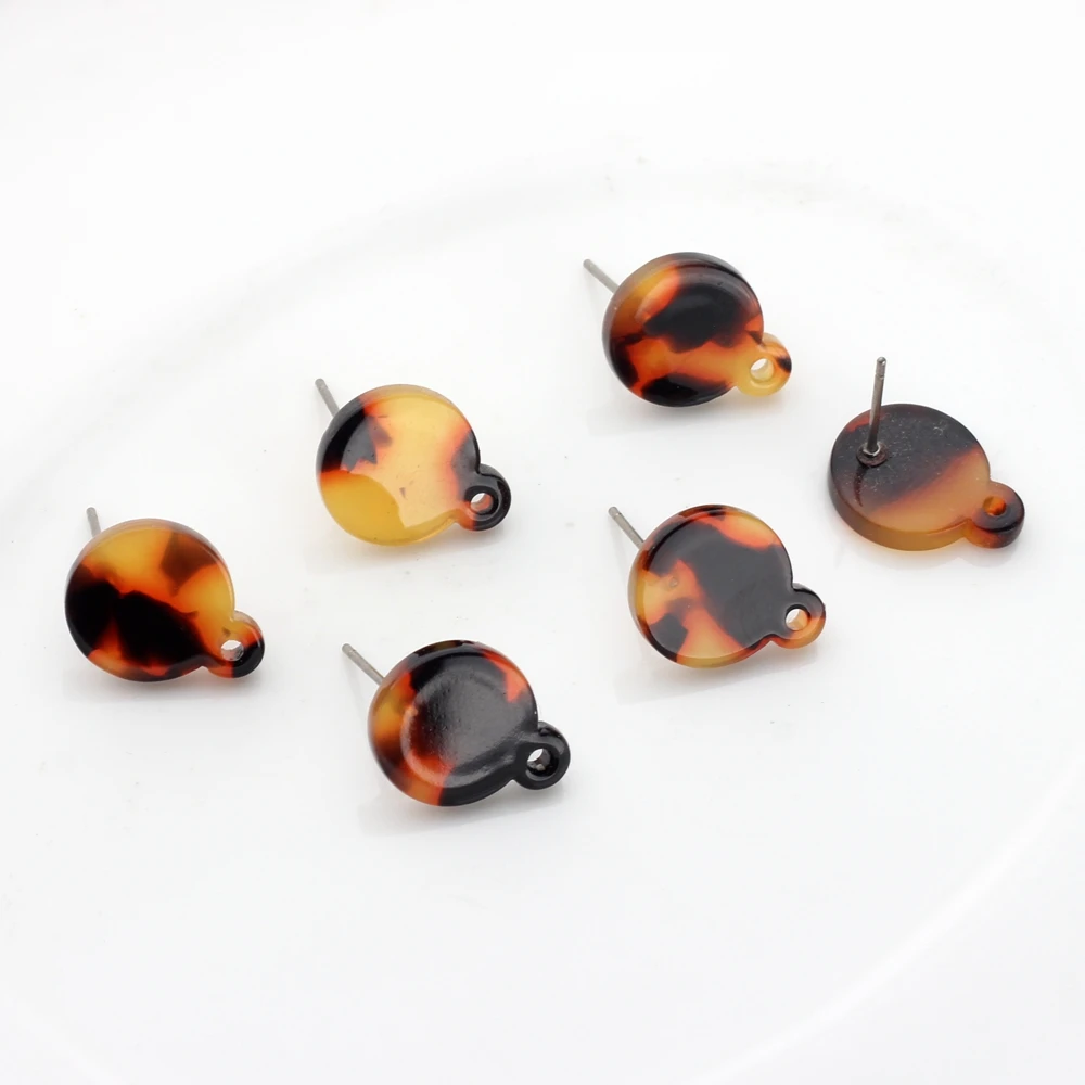

Acetate Resin Tortoiseshell Mini Round Base Earrings Connector 11mm 6pcs/lot For DIY Earring Making Jewelry Accessories