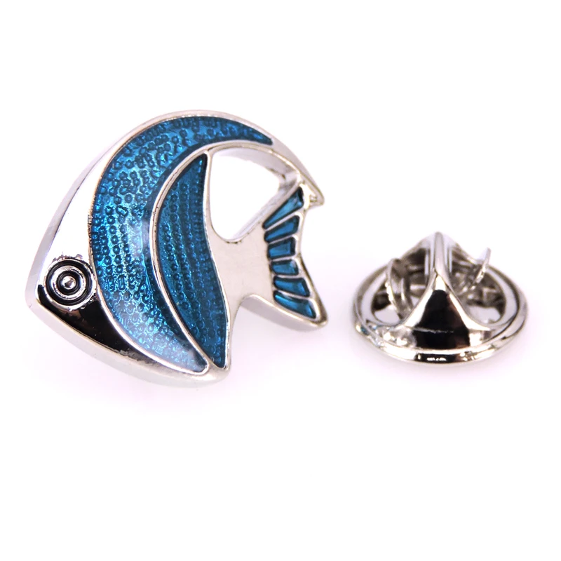 Мужская брошь для шарфа шляпы аксессуары синяя рыба зажим для шеи значок булавка для женщин Свадьба пара Высокое качество Ювелирные изделия Подарки