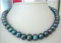 11 12mm tahitian peacock green pearl necklace 18inch